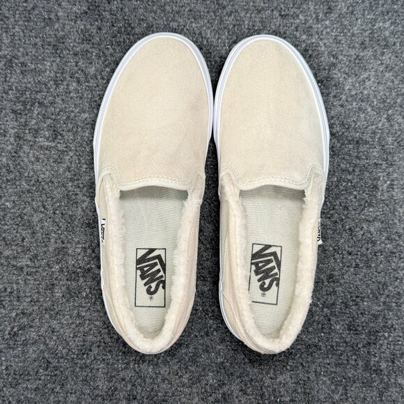 Vans Slip On Shoe Womens Size 7 Tans Suede Shearling Cuff Athletic Skate Sneaker - Picture 8 of 11